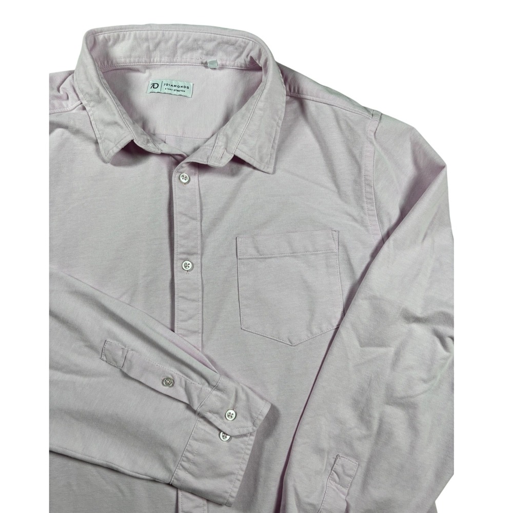 7Diamonds 4 Way Stretch Pink Button Down Shirt Mens XXL Long Sleeve Pocket